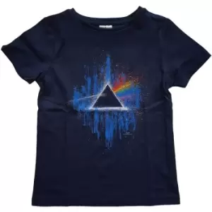 Image of Pink Floyd - Dark Side of The Moon Blue Splatter Kids 11-12 Years T-Shirt - Blue