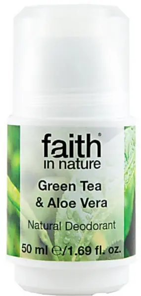 image of Faith in Nature Aloe Vera and Green Tea Roll On Deodorant 50ml