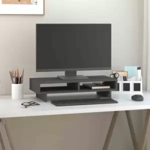 Image of Vidaxl Monitor Stand Grey 60X27X14cm Solid Wood Pine