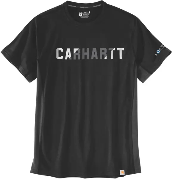 Image of Carhartt Force Flex Block Logo T-Shirt, black, Size S