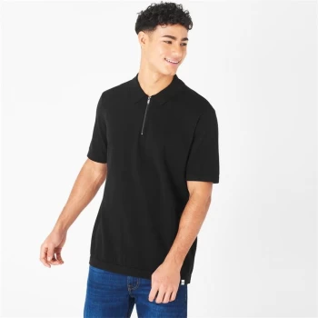 image of Jack Wills Knit Polo Shirt - Black