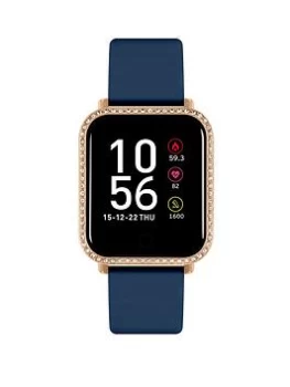Image of Reflex Active Series 6 Smartwatch With Colour Touch Screen & Stone Set Case with Up To 7 Day Battery Life, Navy, Women