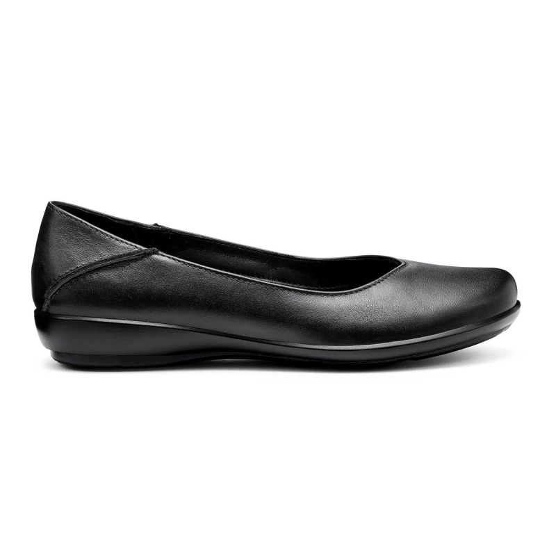 Image of Hotter Womens Wide Fit 'Birdie' Ballerina Pumps in Black Size: 7.5 Black Female 7.5