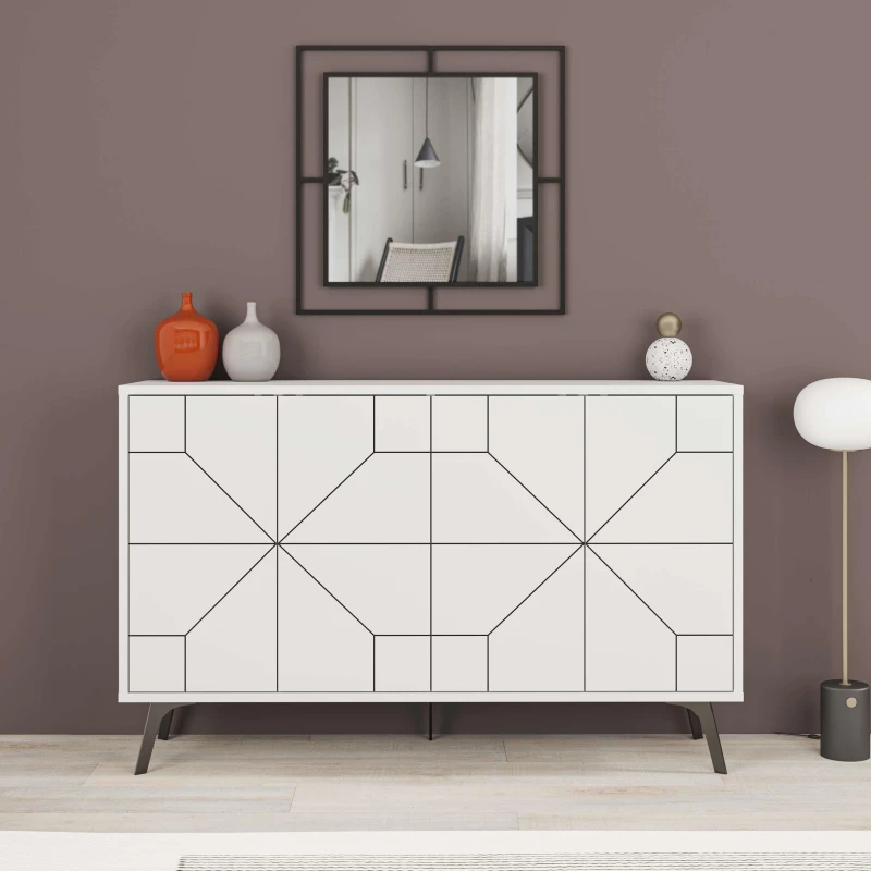 Image of HOMEMANIA Dune Console Sideboard Display Unit White hio8680812104381
