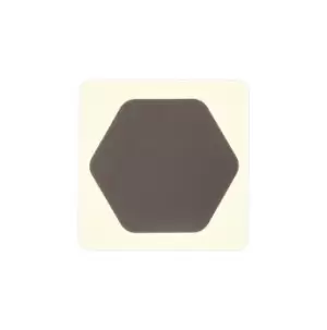 Image of Magnetic Base Wall Lamp, 12W LED 3000K 498lm, 15cm Horizontal Hexagonal 19cm Square Centre, Coffee, Acrylic Frosted Diffuser