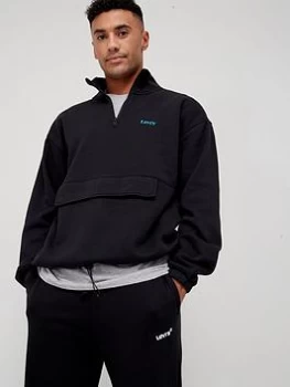 Image of Levis 1/4 Zip Polar Fleece Sweat Top - Black, Size 2XL, Men