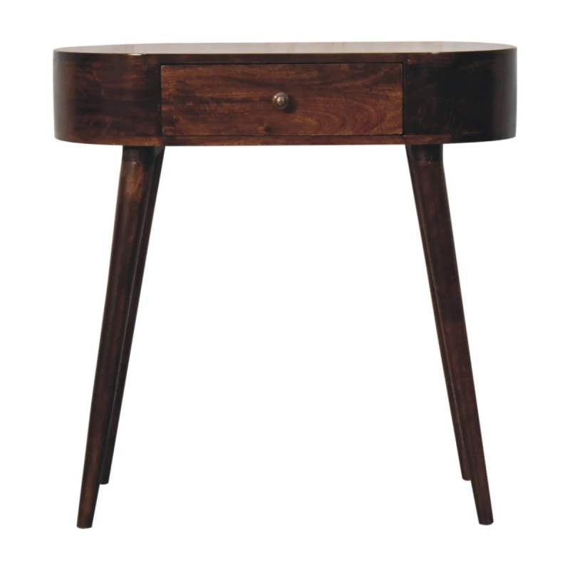 Image of Artisan Furniture Artisan Furniture Solid Wood California Walnut Rounded Small Console Table, Brown, 1 Drawer
