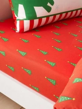 image of Catherine Lansfield Roarsome Christmas Dino Single Fitted Sheet