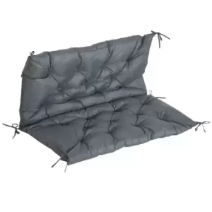 image of Outsunny 2 Seater Bench Cushion, Garden Chair Cushion with Back and Ties for Indoor and Outdoor Use, 98 x 100 cm, Dark Grey