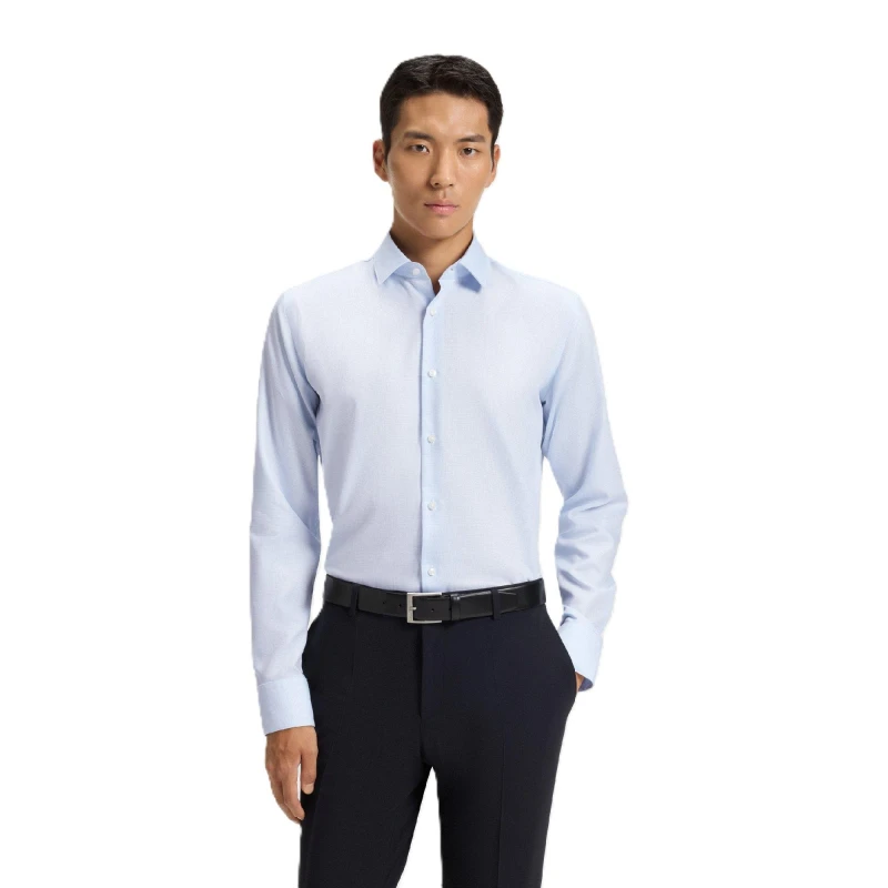 Image of Boss Mens P Hank S Kent Long Sleeve Oxford Shirt Pastel Blue male 15 inch