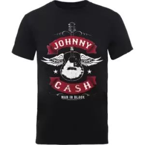 Image of Johnny Cash - Winged Guitar Unisex XX-Large T-Shirt - Black