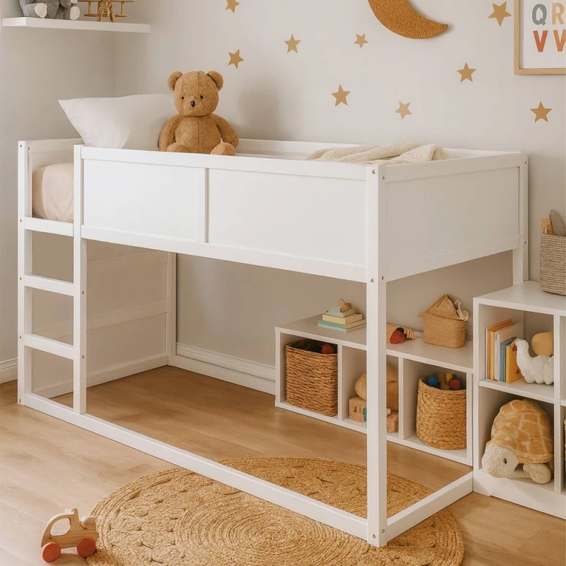 Image of Aspire Hideout Reversible Midsleeper Wooden Children's Bed Frame in White Size: Single White Unisex Single