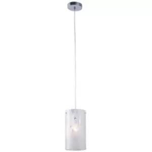 image of Netlighting Modern Hanging Pendant Chrome 1 Light with Fabric Shade, E27