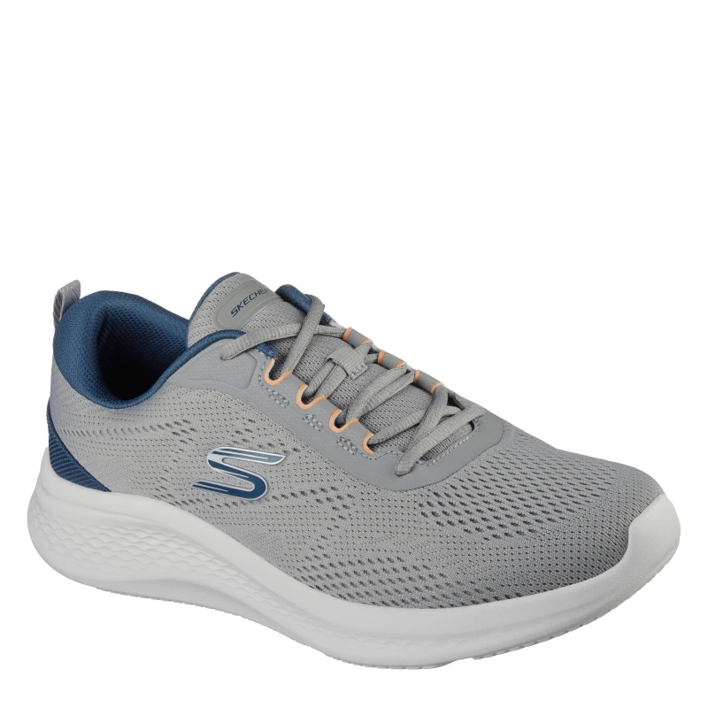 Image of Skechers Engineered Mesh Lace Up Low-Top Trainers Mens Grey/Blue male 7 (41)