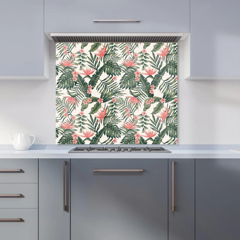 Image of Warren Reed - Designer Dark Tropical Green Leaves Kitchen Splashback Size: 900mm x 650mm Green Unisex 900mm x 650mm