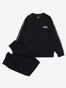 Image of Barbour International Boys Holburn Crew Neck Tracksuit - Black, Size Age: 14-15 Years