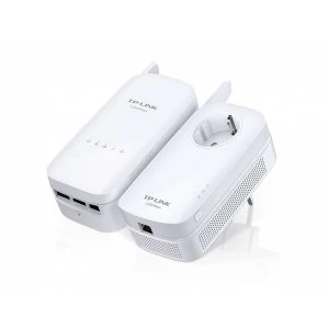 Image of TP LINK AV1200 1200Mbits Ethernet LAN Wi Fi White 2pcs PowerLine Network Adapter UK Plug