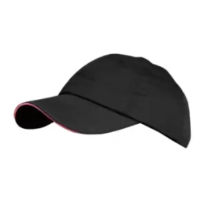 image of Result Plain Premium Heavy Brushed Baseball Cap (One Size) (Black/Red)