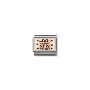 Image of Classic Steel Rose Gold Happy New Year Stars Link 430111/15