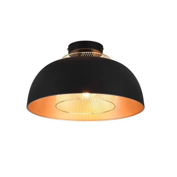 image of Punch Modern Bowl Semi Flush Ceiling Light Black Matt