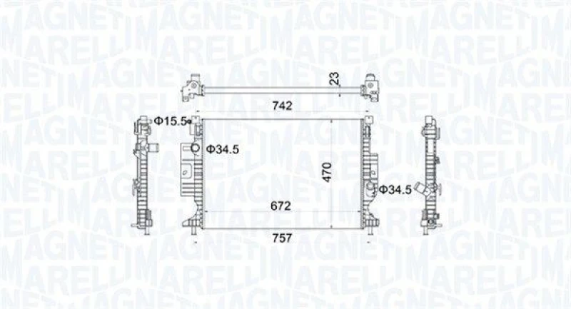 Image of MAGNETI MARELLI Engine radiator MAGNETI MARELLI 350213155300