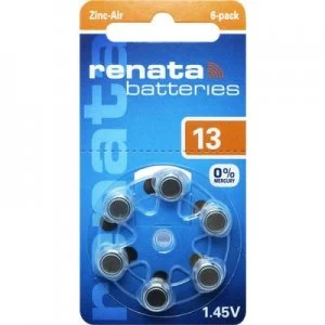 Image of Renata Hearing Aid PR48 Button cell ZA13 Zinc air 305 mAh 1.4 V 6 pc(s)