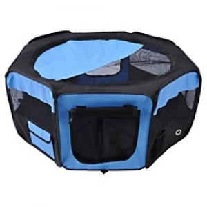 image of HOMCOM Pet Playpen Blue, Black 410 mm x 900 mm