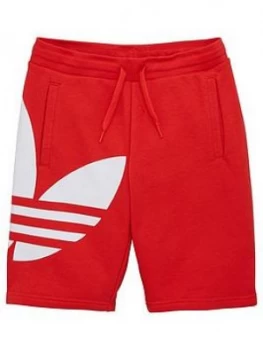 image of Boys, adidas Originals BG TREFOIL Shorts - Red, Size 11-12 Years