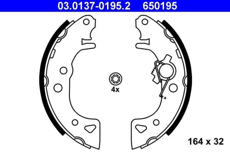 Image of ATE 03.0137-0195.2 Brake Shoes Brake Shoe Set (70)