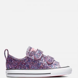 Converse Toddlers Chuck Taylor All Star Glitter Ox Velcro Trainers - Bold Pink - UK 8 Toddler