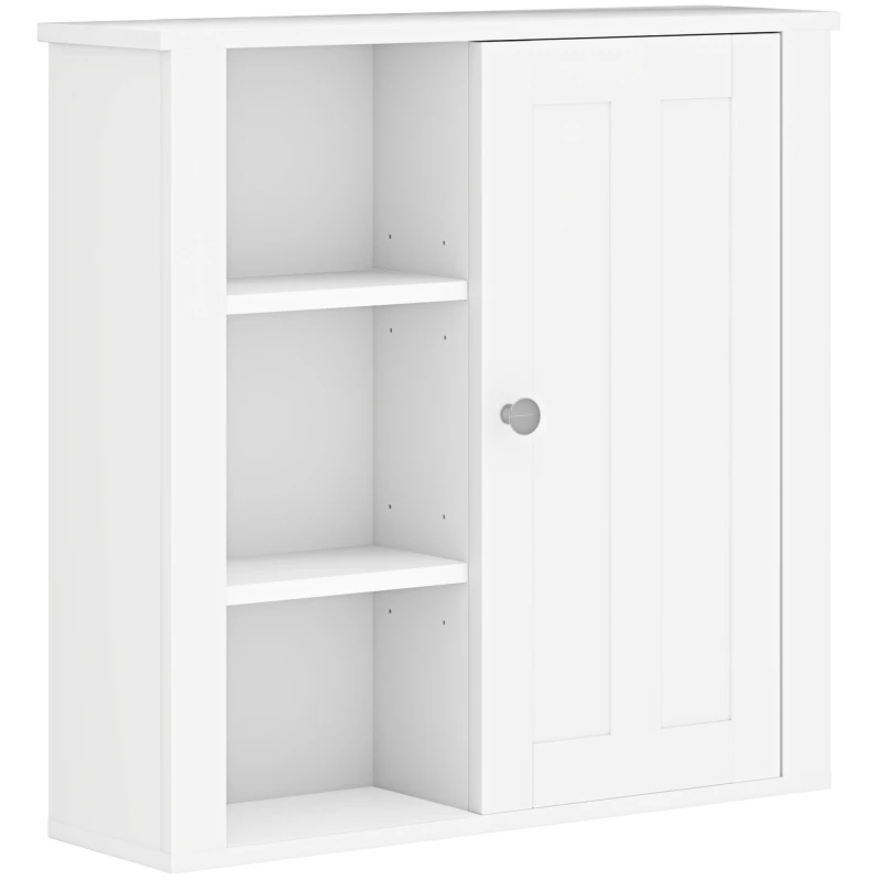 Image of HOMCOM Modern Wall Mounted Bathroom Cabinet with Adjustable Shelves, White White