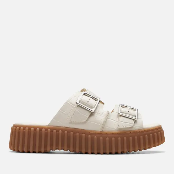 Image of Clarks Womens Torhill Cros-Effect Leather Sandals - UK 4 Cream Sandals female 26176430 4