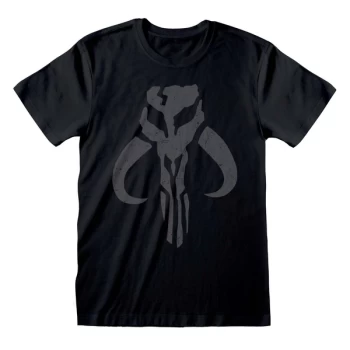 Image of Mandalorian - Distressed Crest Unisex Large T-Shirt - Black