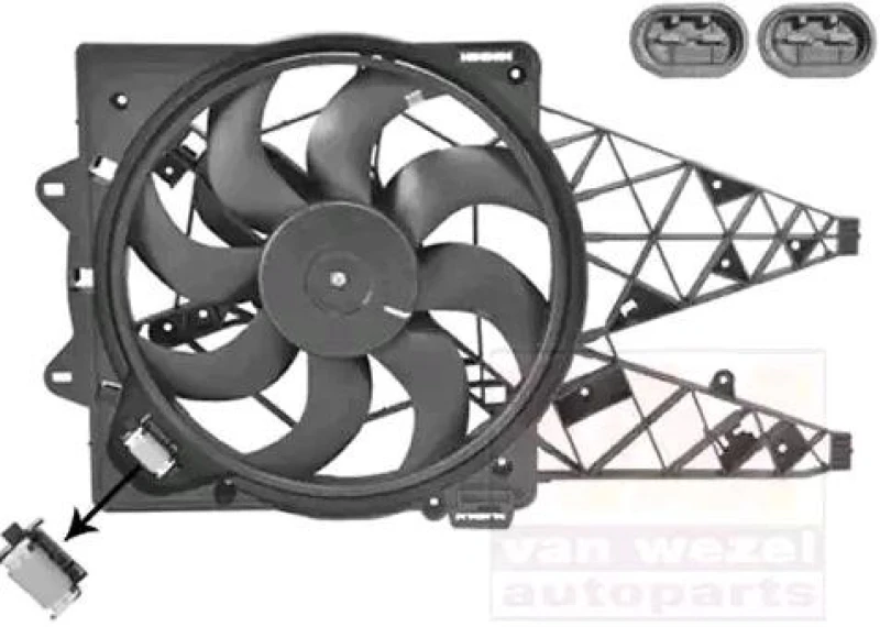 Image of VAN WEZEL 1638746 Cooling Fan Ø: 405mm, for vehicles without air conditioning, with radiator fan shroud, with electric motor Fan,radiator (508)