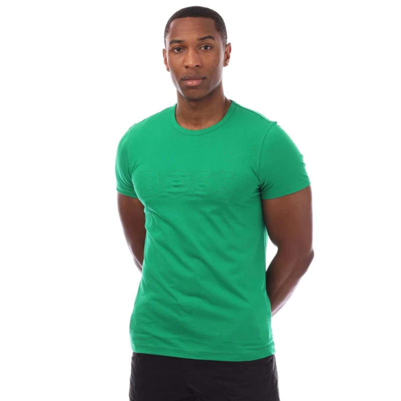 Image of Boss Teebo Logo Detail T-Shirt Green male S