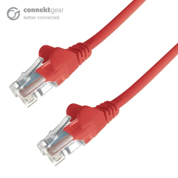 image of Connekt Gear 15m RJ45 CAT5e UTP Stranded Flush Moulded Network Cable - 24AWG - Red