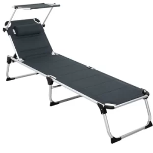 Image of Casaria Sun Lounger Bari Padded Folding 210cm Garden Patio Luxury Aluminium Grey mottled
