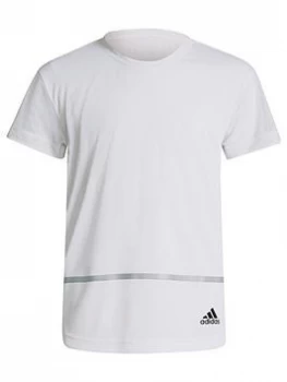 Image of adidas Junior Girls Heat Ready T-Shirt - White/Black, Size 11-12 Years, Women
