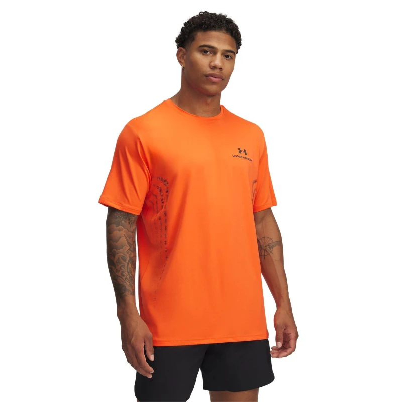Image of Under Armour Mens Vanish Energy Short-Sleeve Performance Gym Top Orange male L