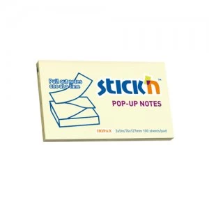 image of Value Stickn Pop-Up Sticky Notes 76x127mm Yellow PK12