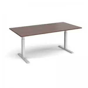 image of Elev8 Touch boardroom table 2000mm x 1000mm - silver frame and walnut