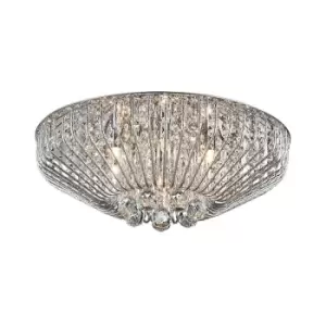 Image of Impex Carlo 6 Light Flush Polished Chrome Ceiling Fitting