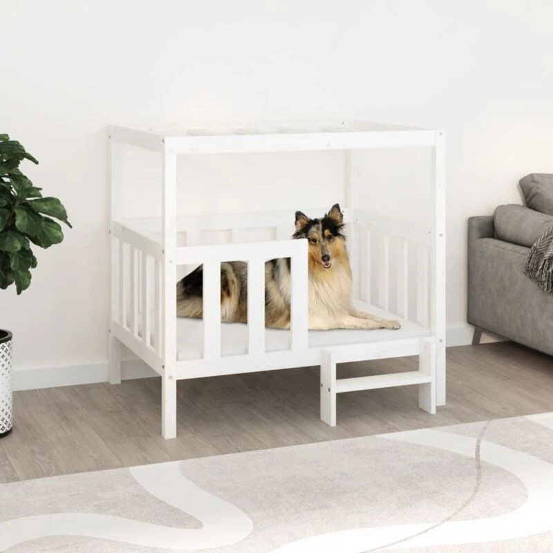 Image of VIDAXL Vidaxl - Dog Bed White 105.5x83.5x100cm Solid Wood Pine 822388