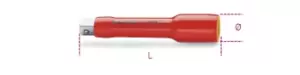 image of Beta Tools 920 MQ/21 VDE 1000V Insulated 1/2" Dr Extension Bar L: 135mm Ø: 28mm