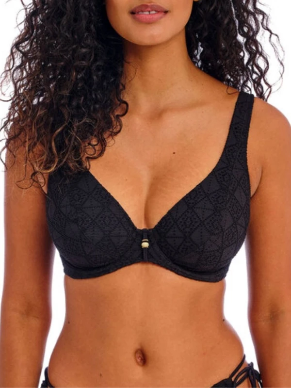 Image of Freya Womens Nomad Nights High Apex Bikini Top in Black Size: 28FF Black Female 28FF