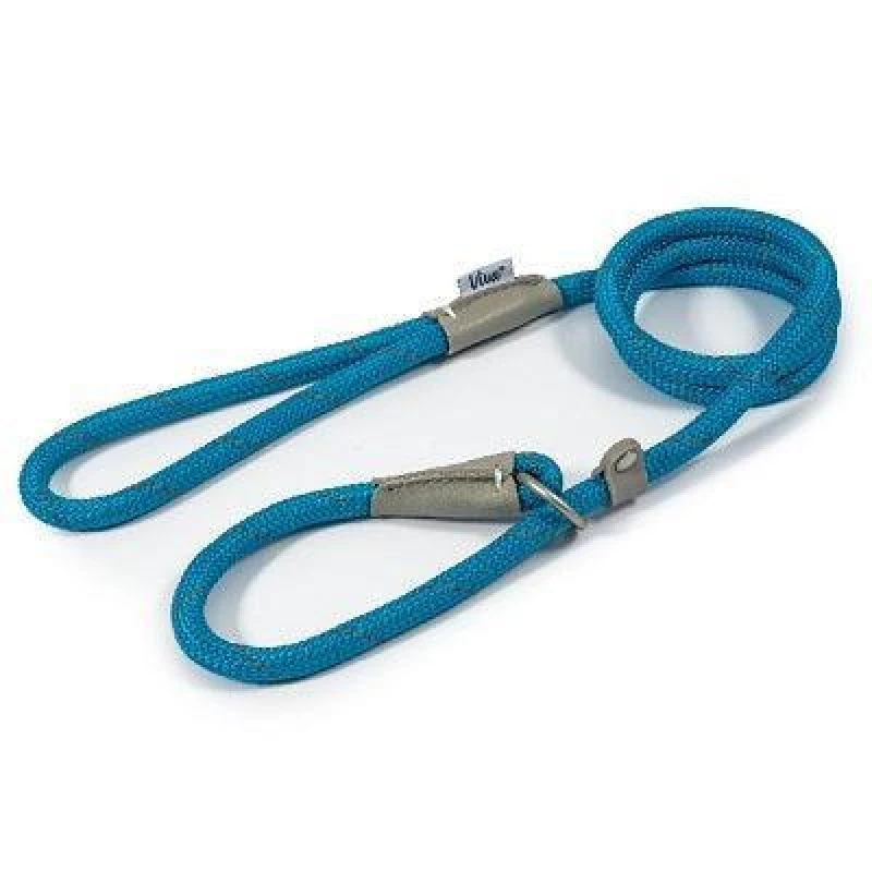 Image of Ancol Viva Reflective Rope and Real Leather Slip Dog Lead Purple unisex