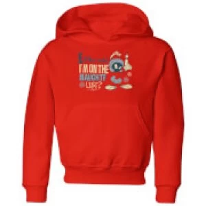 Image of Looney Tunes Martian Who Said Im On The Naughty List Kids Christmas Hoodie - Red - 7-8 Years