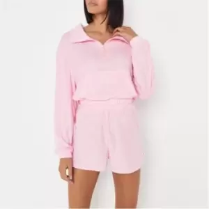 Missguided Half Zip and Shorts Set - Pink