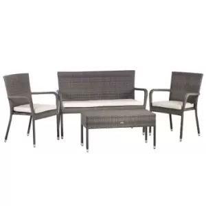 Image of Cozy Bay Oseasons Winchester Rattan 4 Seater Lounge Set in Walnut Natural