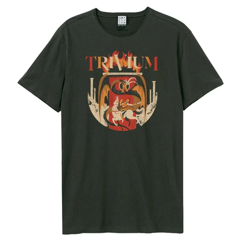 Image of Amplified Amplified Men Knights Vs Dragons Trivium T-Shirt in Charcoal Size: X-Small Charcoal XS Male 5063377263619